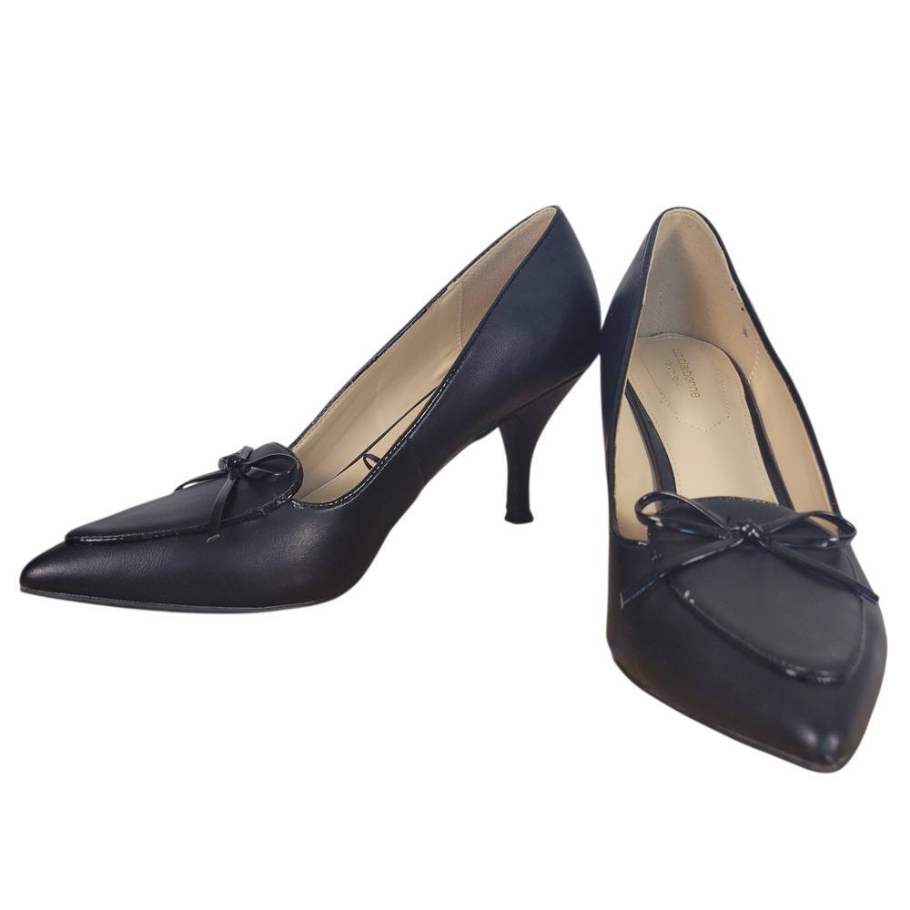 Liz Claiborne Classic Black Pointed Toe 3" Heel Bow Accent Size 10M
HG9579